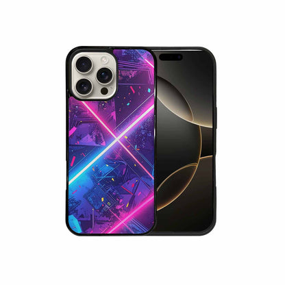 iPhone 16 Pro Max Case — Neon Grid Confetti, Custom Printed Phone Case