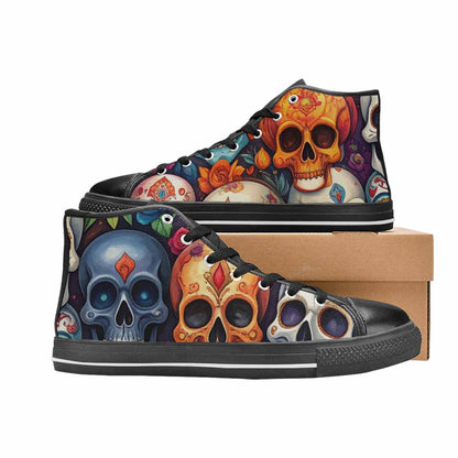 WOMEN'S Skull High Top Canvas Surreal Custom Shoes