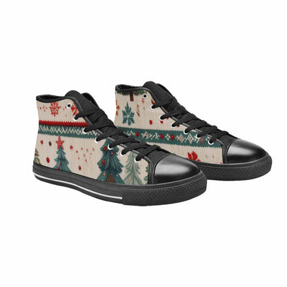 WOMEN'S Christmas Holly Snowflake High Top Canvas Grunge Sneakers