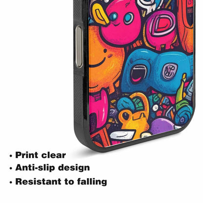 iPhone 15 Pro Max Case — Hand Drawn Icon Doodle Pattern Hundreds, Custom Phone Case