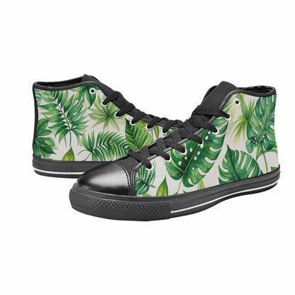 MEN'S Seven-Point Palmate Leaf High Top Canvas Vibrant Chaos Custom Sneakers