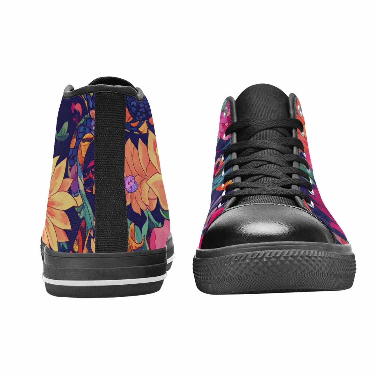 WOMEN'S Floral Snake Print High Top Canvas Dreamcore Custom Sneakers