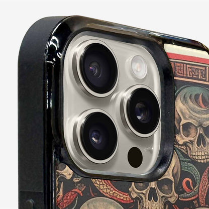 iPhone 16 Pro Max Case — Traditional Tattoo Style Skulls Entwined With, Custom Phone Case