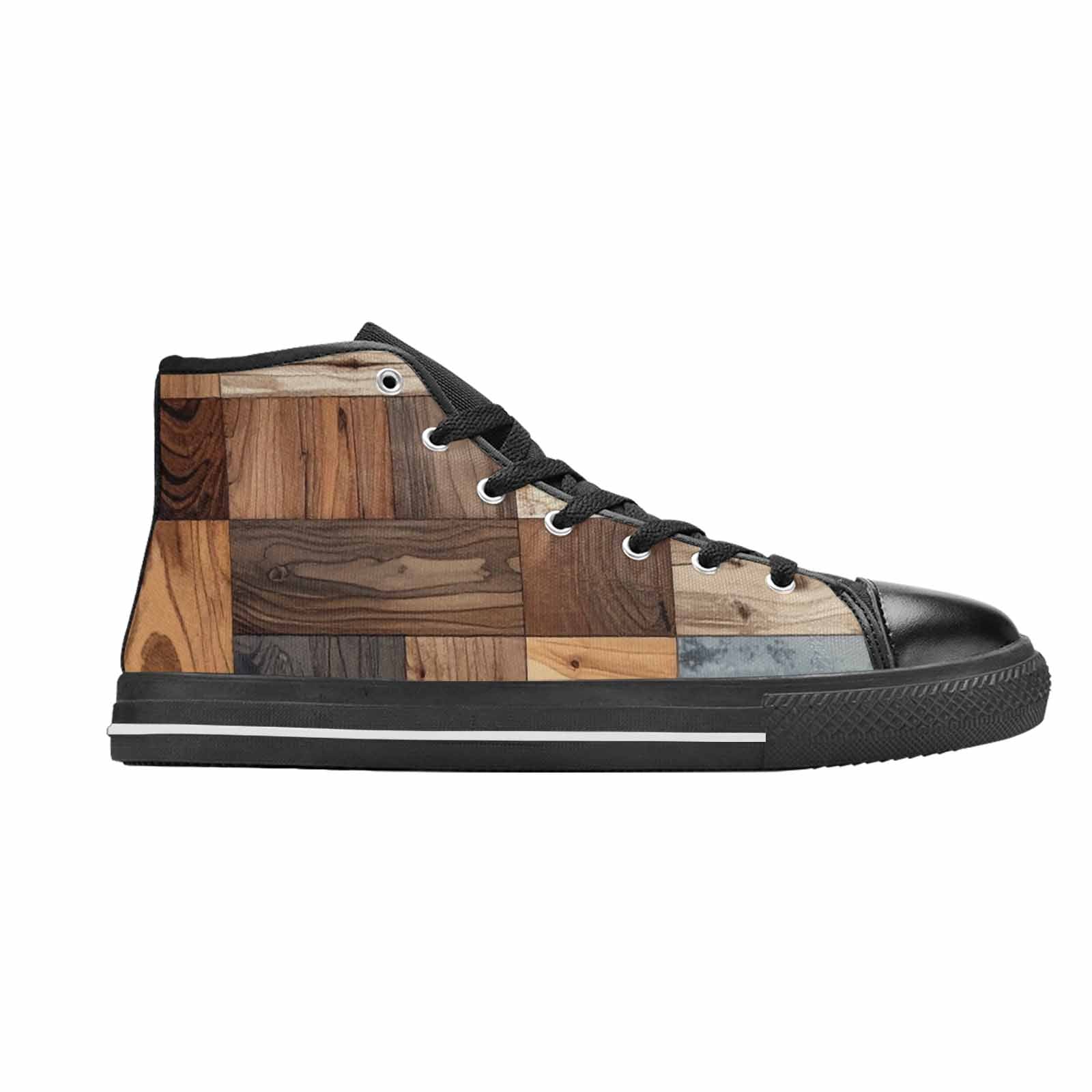 MEN'S Wood Grain Texture High Top Canvas Grunge Shoes