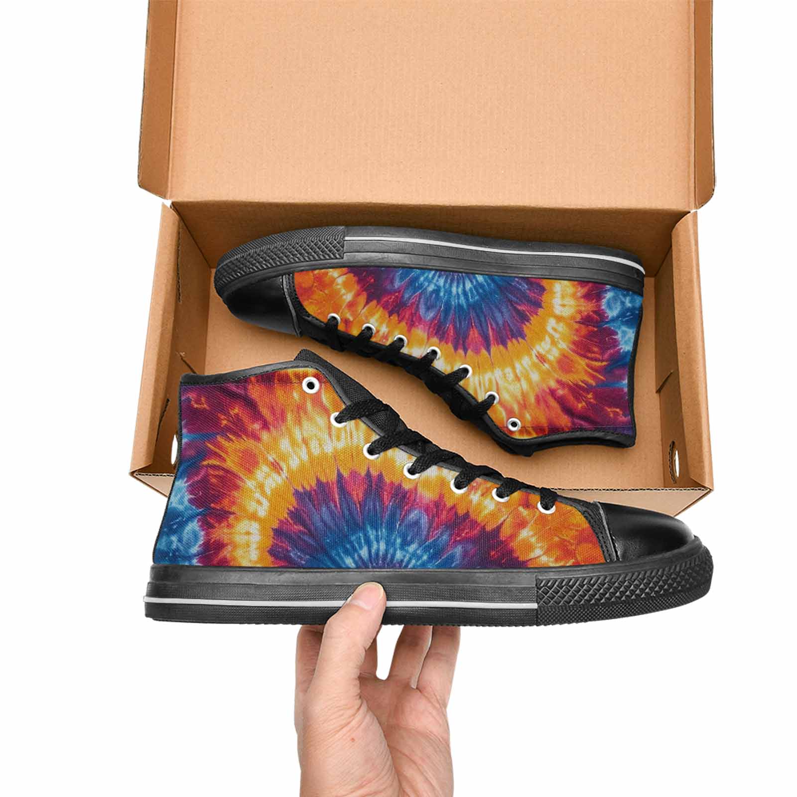 MEN'S Tie Dye Mixed Style High Top Canvas Surreal Custom Sneakers