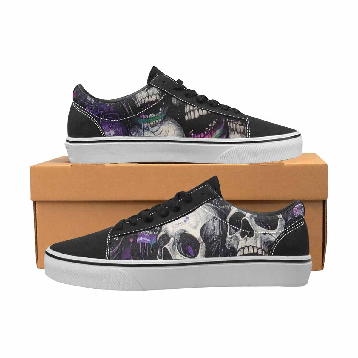 WOMEN'S Rainbow From Skull S Lace-Up Canvas Vivid Sneakers