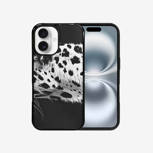 iPhone 16 Case — Leopard Print Black And White Style, Custom Printed Phone Case