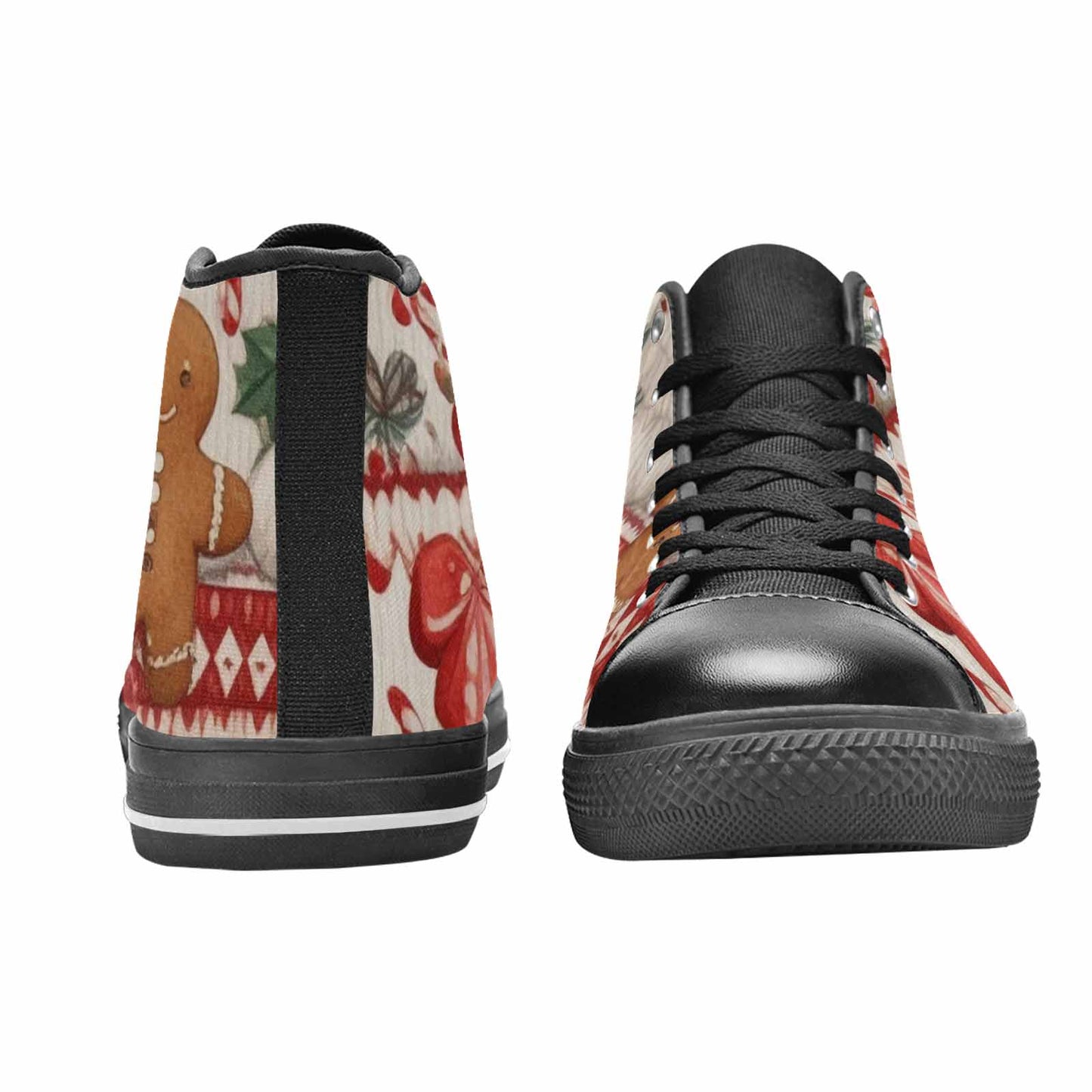 WOMEN'S Christmas Holly Snowflake High Top Canvas Wallpaper Art Custom Sneakers