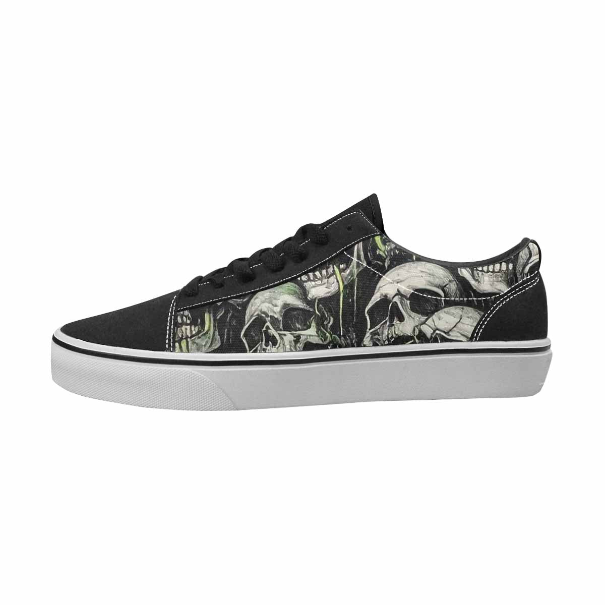 WOMEN'S Skulls Black & Green Ink Canvas One Of A Kind Y2K Shoes