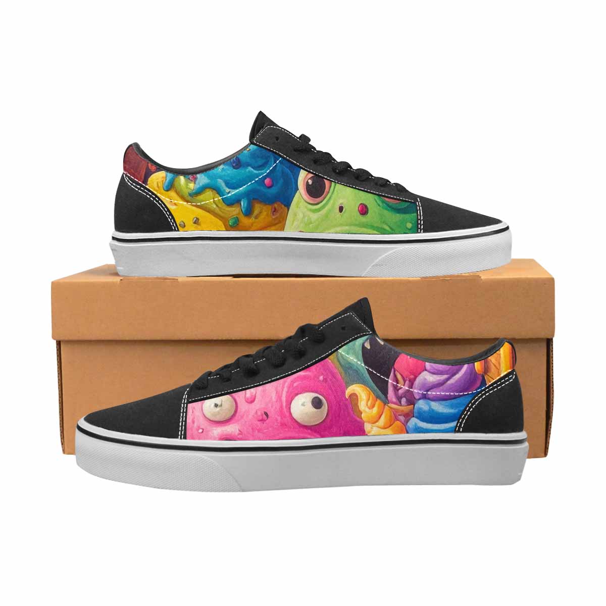 WOMEN'S Melting Ice Cream Monster Lace-Up Canvas Dreamcore Shoes