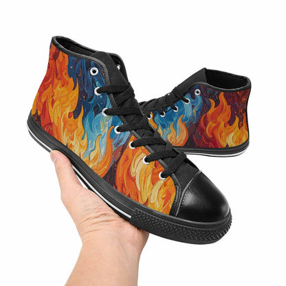 WOMEN'S Fire Flame High Top Canvas Vivid Custom Shoes
