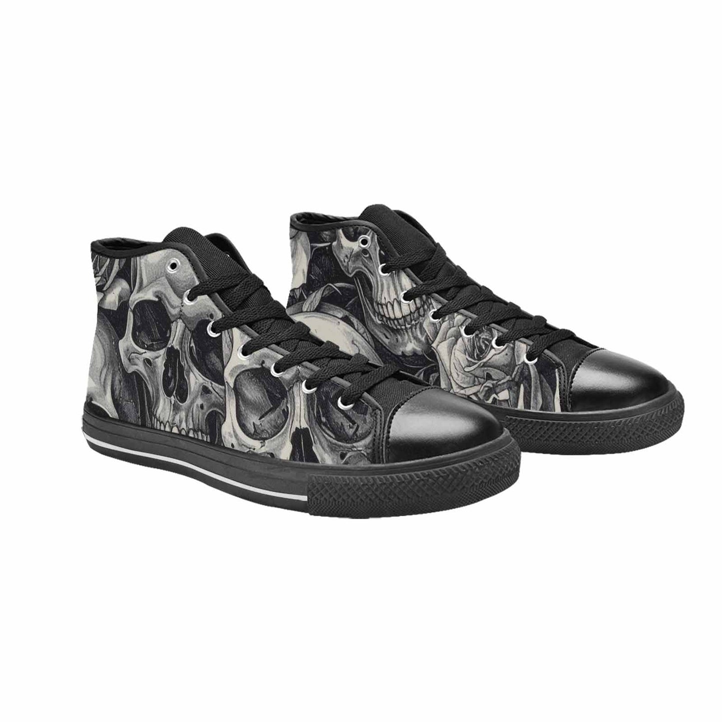 WOMEN'S Skulls Roses Pen Ink High Top Canvas Y2K Custom Sneakers