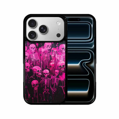 iPhone 17 Pro Case — Skeletons Neon Pink Glowskelet Original Art, Custom Made Phone Cover