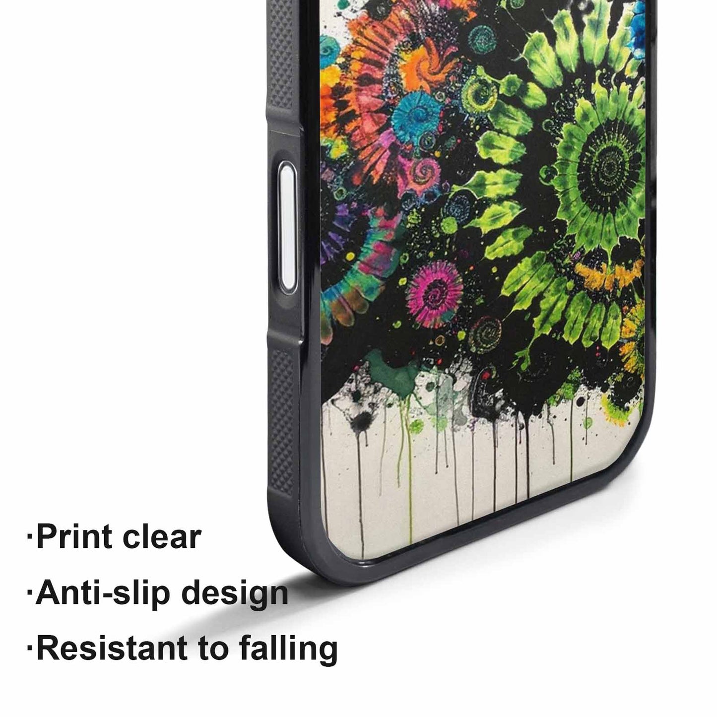 iPhone 17 Pro Case — Black Green Ink Tie Dye Tie, Custom Designed Case Cover