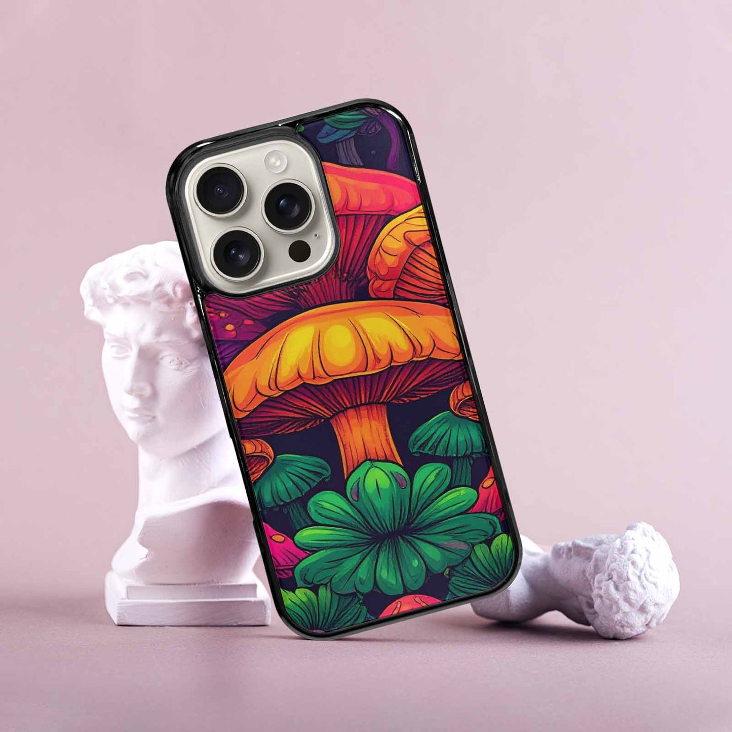 iPhone 16 Pro Case — Psychedelic Mushroom Cartoon Pattern, Original Design Phone Case