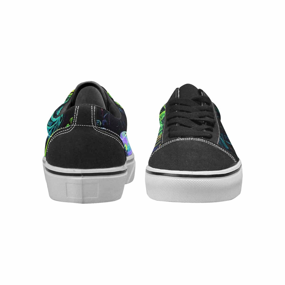 WOMEN'S Skeletons × Neon Green Lace-Up Canvas Cottagecore Sneakers
