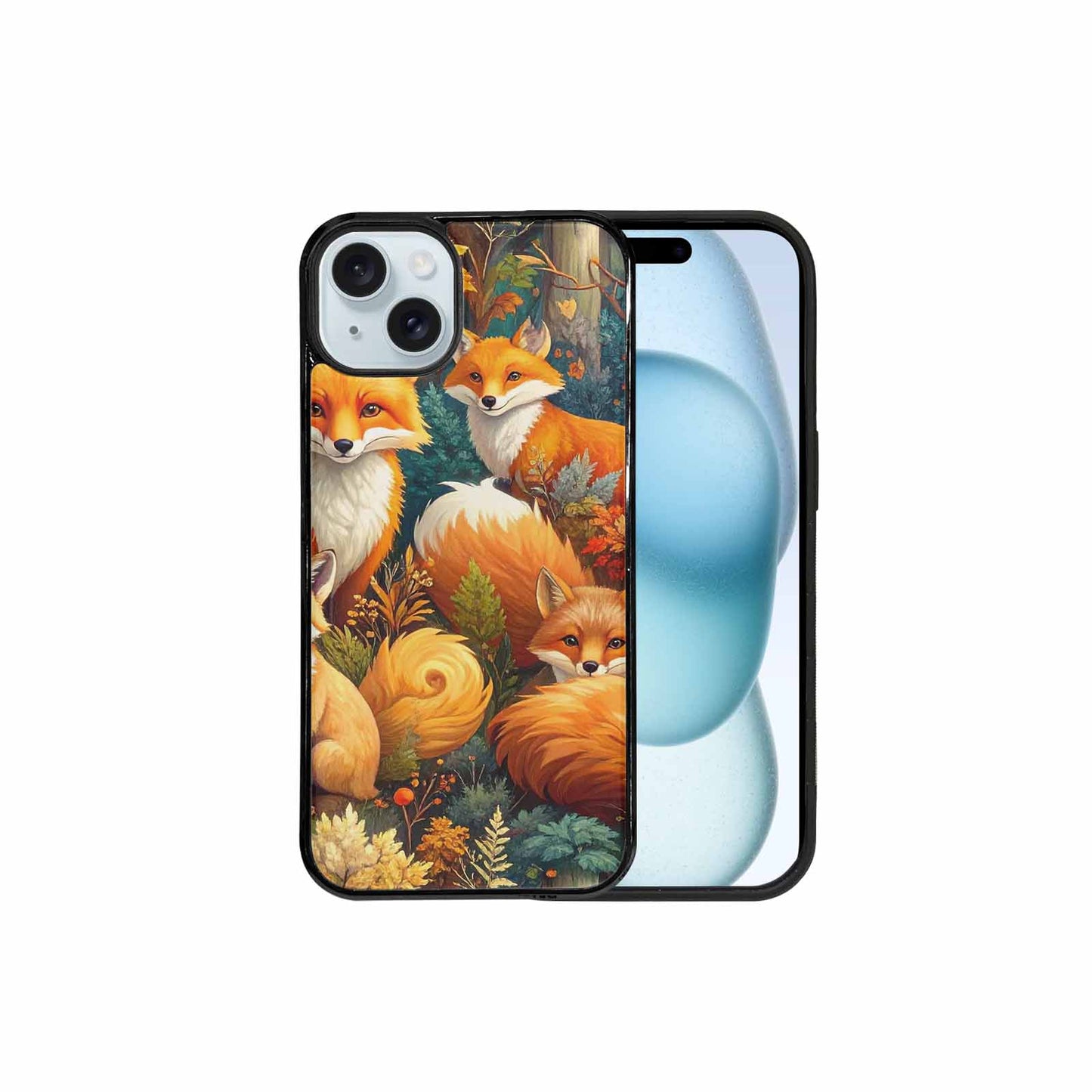 iPhone 15 Plus Case — Fox Forest Fox Forest Pattern Hundreds, Custom Print Case Cover