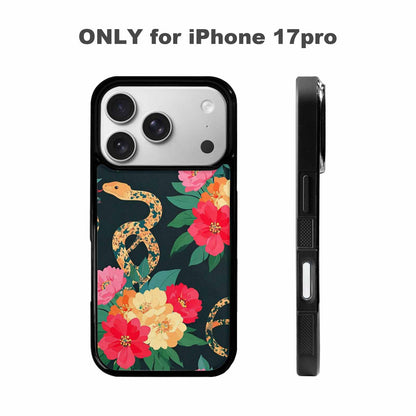 iPhone 17 Pro Case — Floral Snake Print Floral, Custom Art Phone Cover