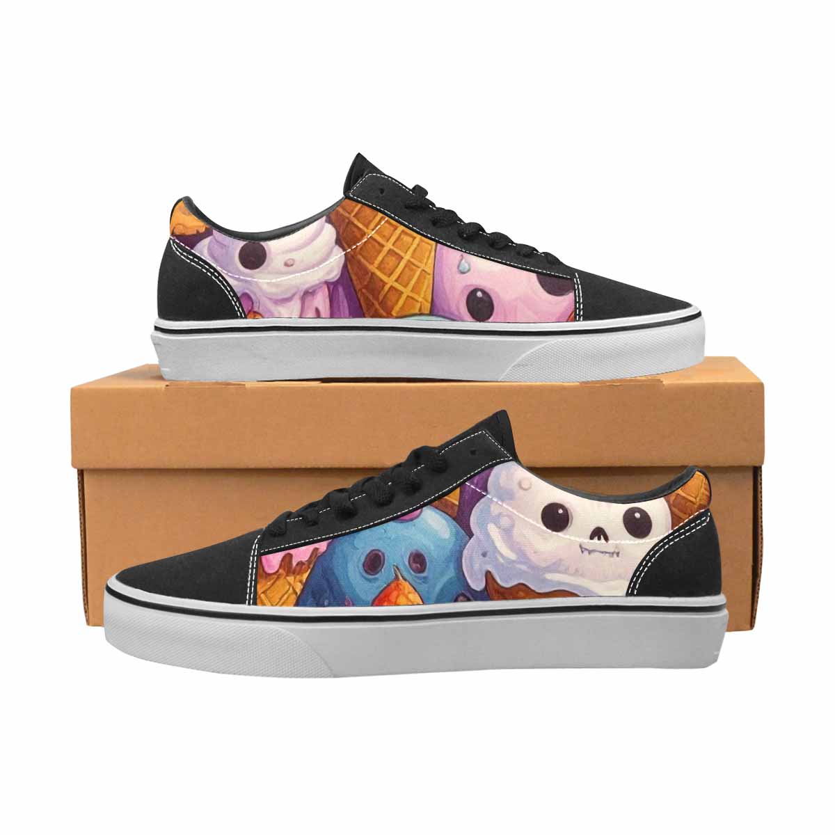 WOMEN'S Ice Cream Monsters  Lace-Up Canvas Dark Academia Sneakers