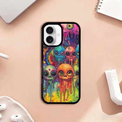 iPhone 17 Case — Melting Aliens Pattern Alien Scifi, Custom Phone Case