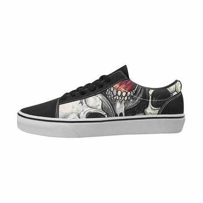 MEN'S Skulls Black & Green Ink Canvas Streetwear Dreamcore Custom Printed Shoes