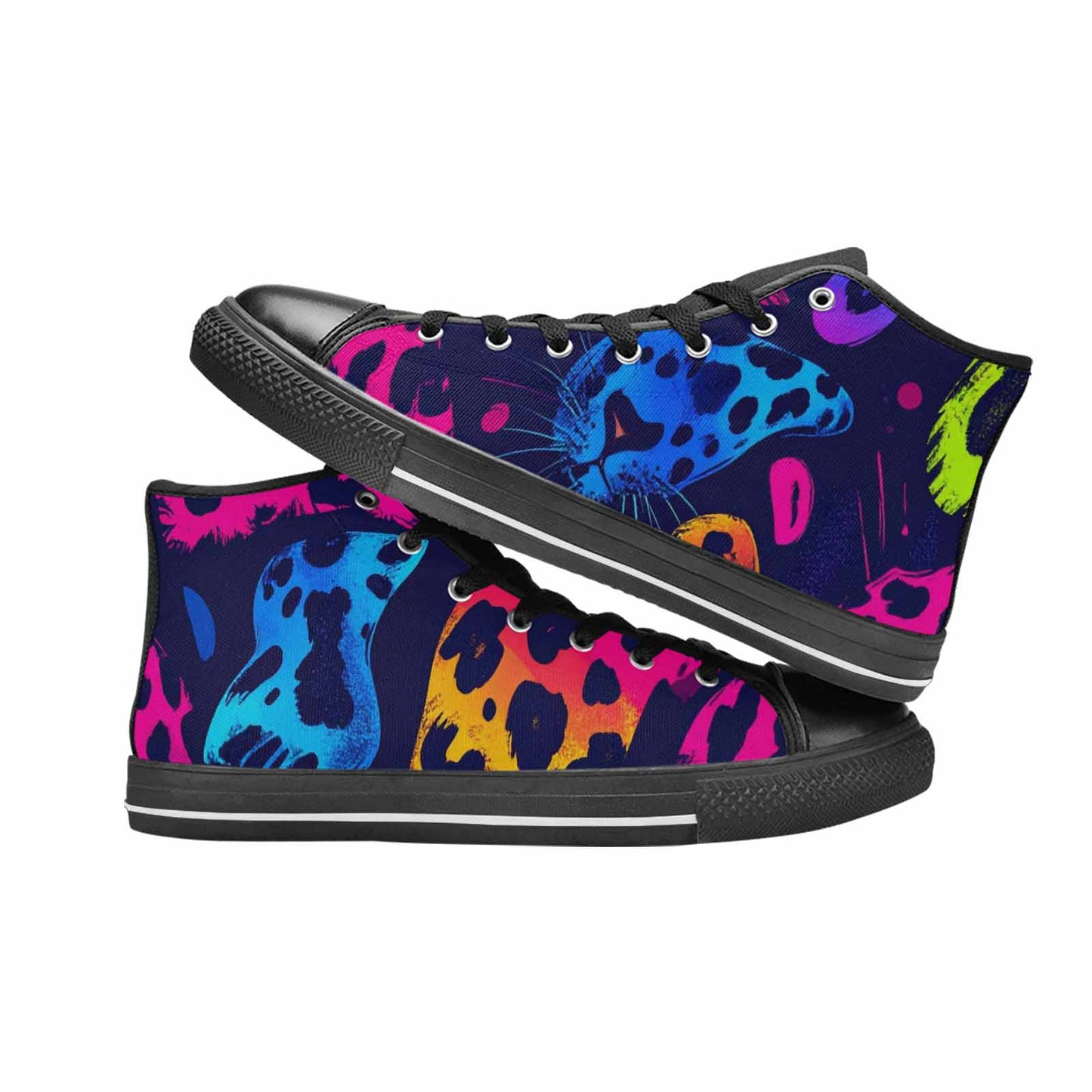 WOMEN'S Leopard Print Neon High Top Canvas Dreamcore Custom Shoes