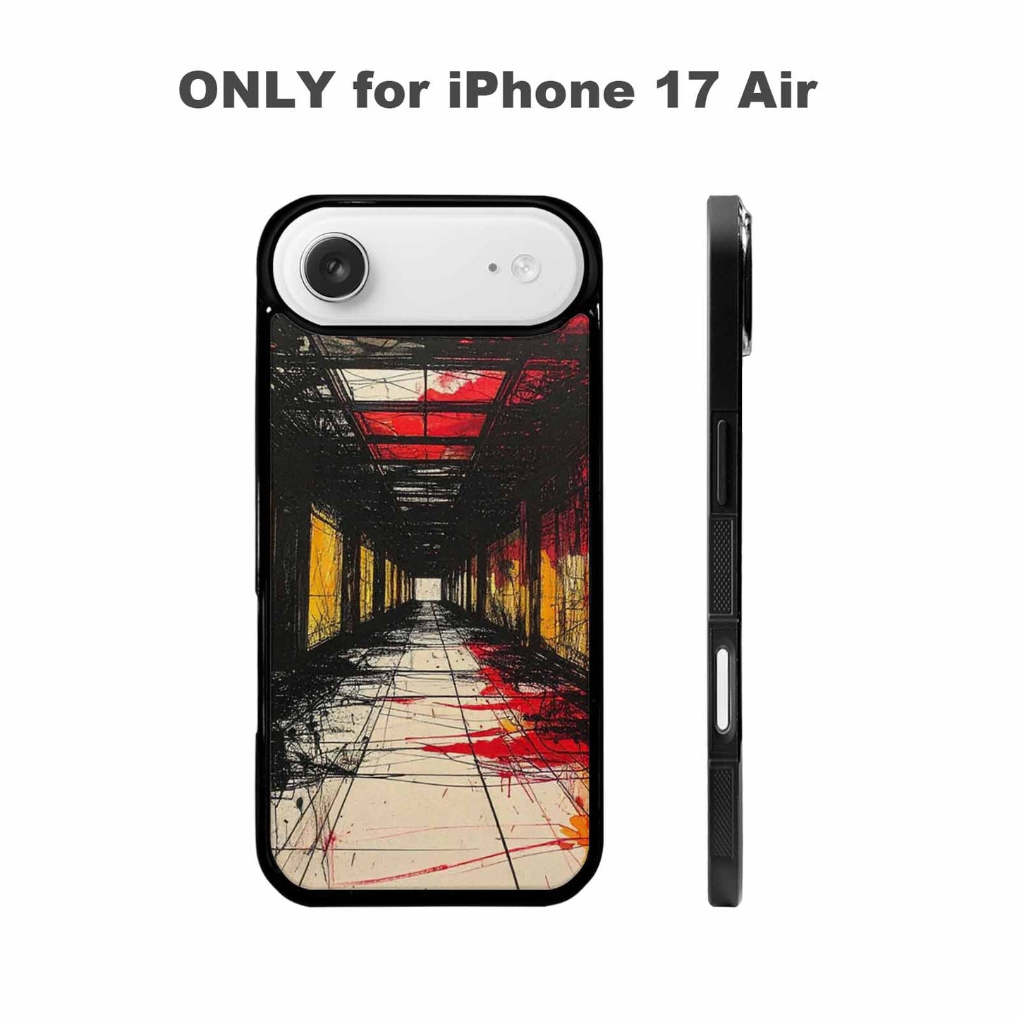 iPhone 17 Air Case — Black Red Ink Liminal Space Galaxy, Custom Phone Case