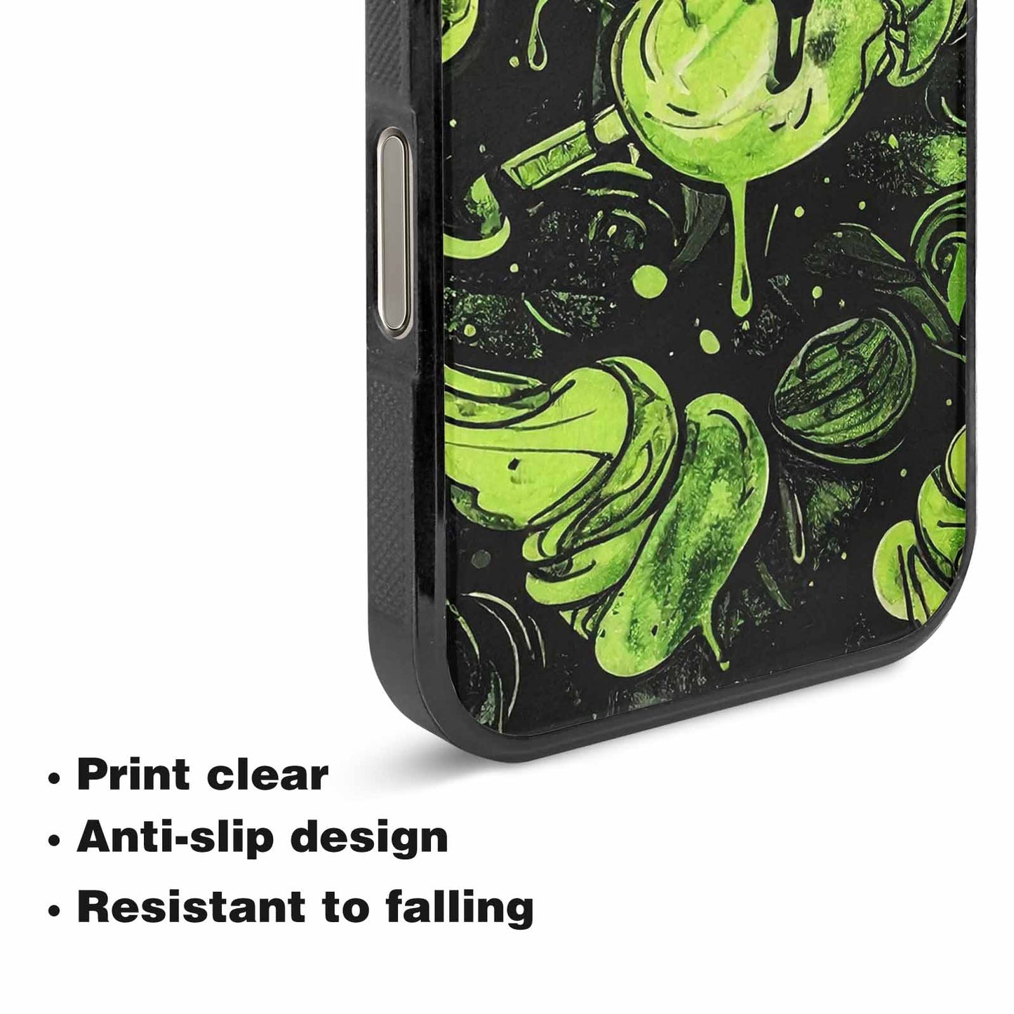 iPhone 16 Pro Max Case — Ice Cream Motif Black Green Ink, Custom Printed Phone Case