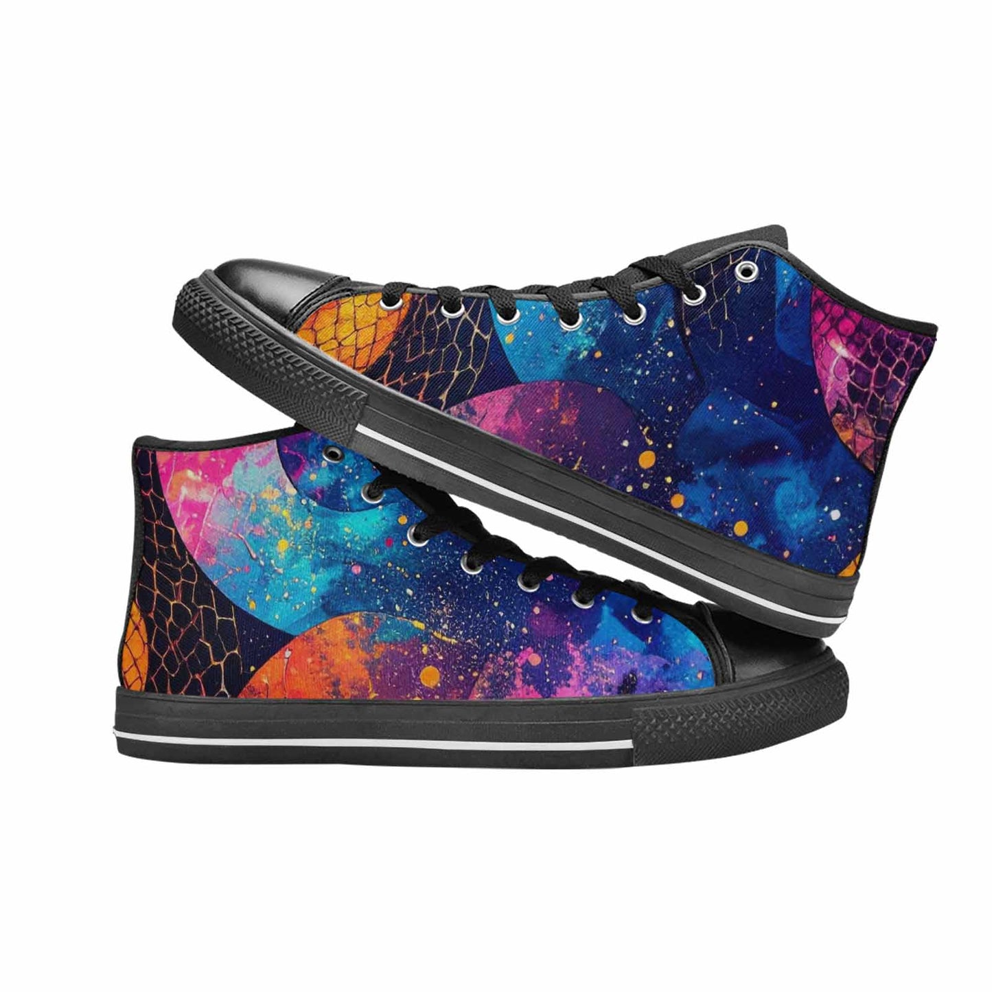 WOMEN'S Galaxy Snake Print High Top Canvas Surreal Sneakers