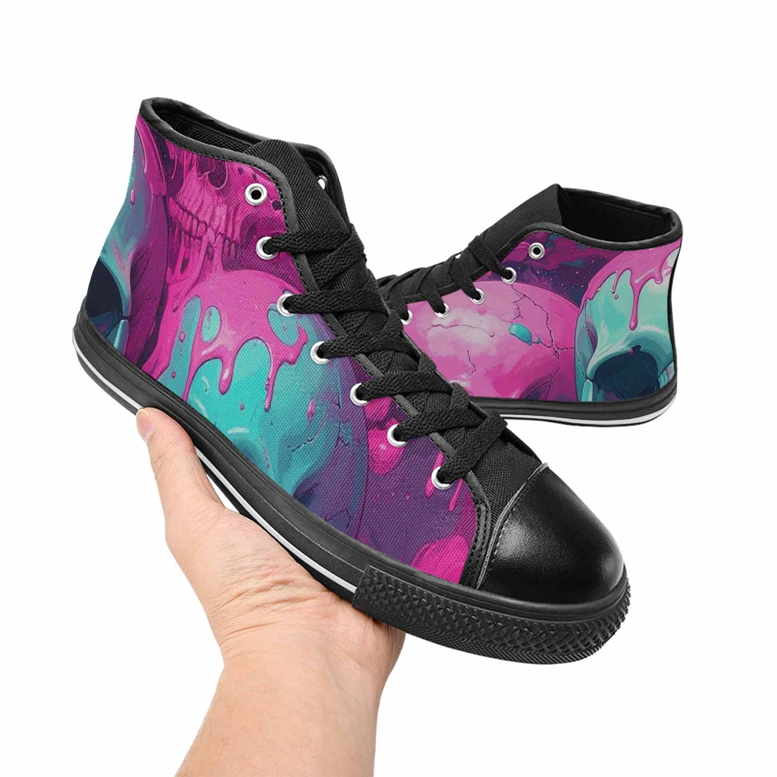 WOMEN'S Thousands Of Skulls High Top Canvas Surreal Shoes