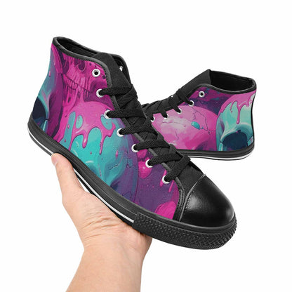 WOMEN'S Thousands Of Skulls High Top Canvas Surreal Shoes