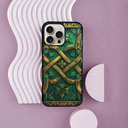 iPhone 16 Pro Max Case — Irish Celtic Knot Pattern Shamrocks Seamless, Custom Art Phone Cover