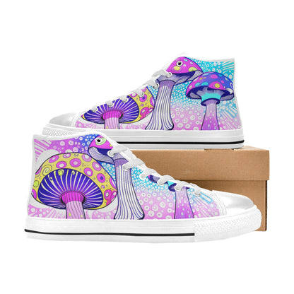 MEN'S Magic Mushrooms Art 2 High Top Canvas Grunge Shoes