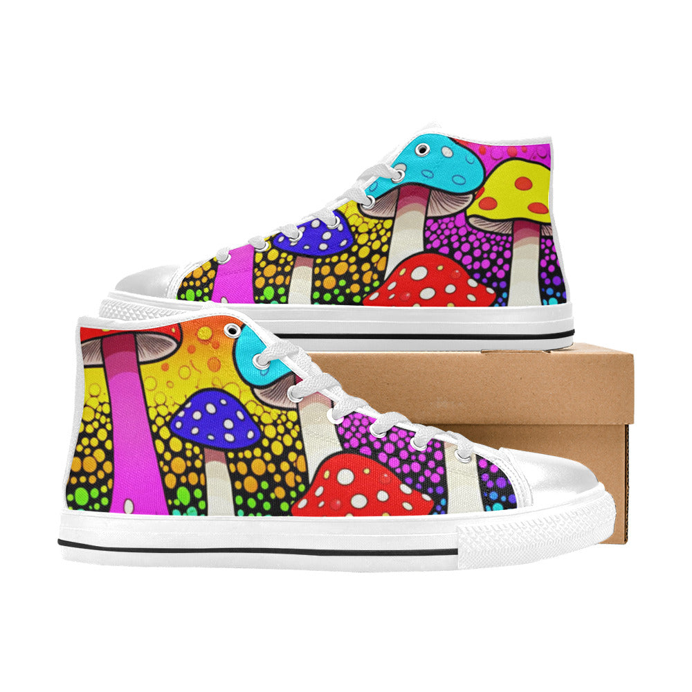 MEN'S Colorful Mushrooms Art Vibes High Top Canvas Vivid Shoes