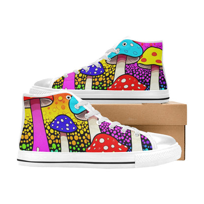 MEN'S Colorful Mushrooms Art Vibes High Top Canvas Vivid Shoes