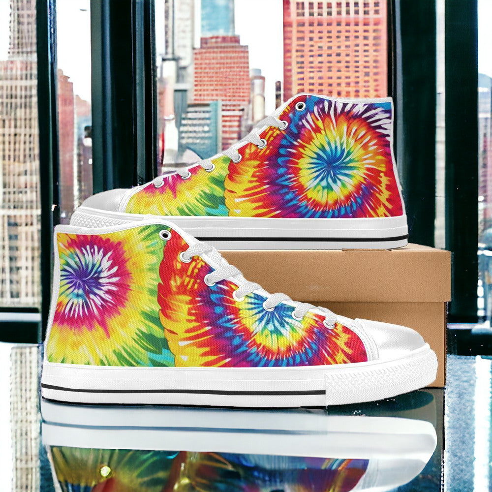 Butterfly Rainbow Silver Blue Unique MEN Bold Art - Freaky Shoes | Custom Art Sneakers