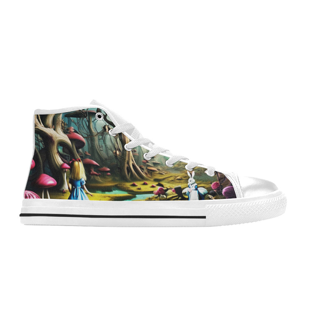 WOMEN'S Creepy Wonderland Model Art High Top Canvas Surreal Shoes