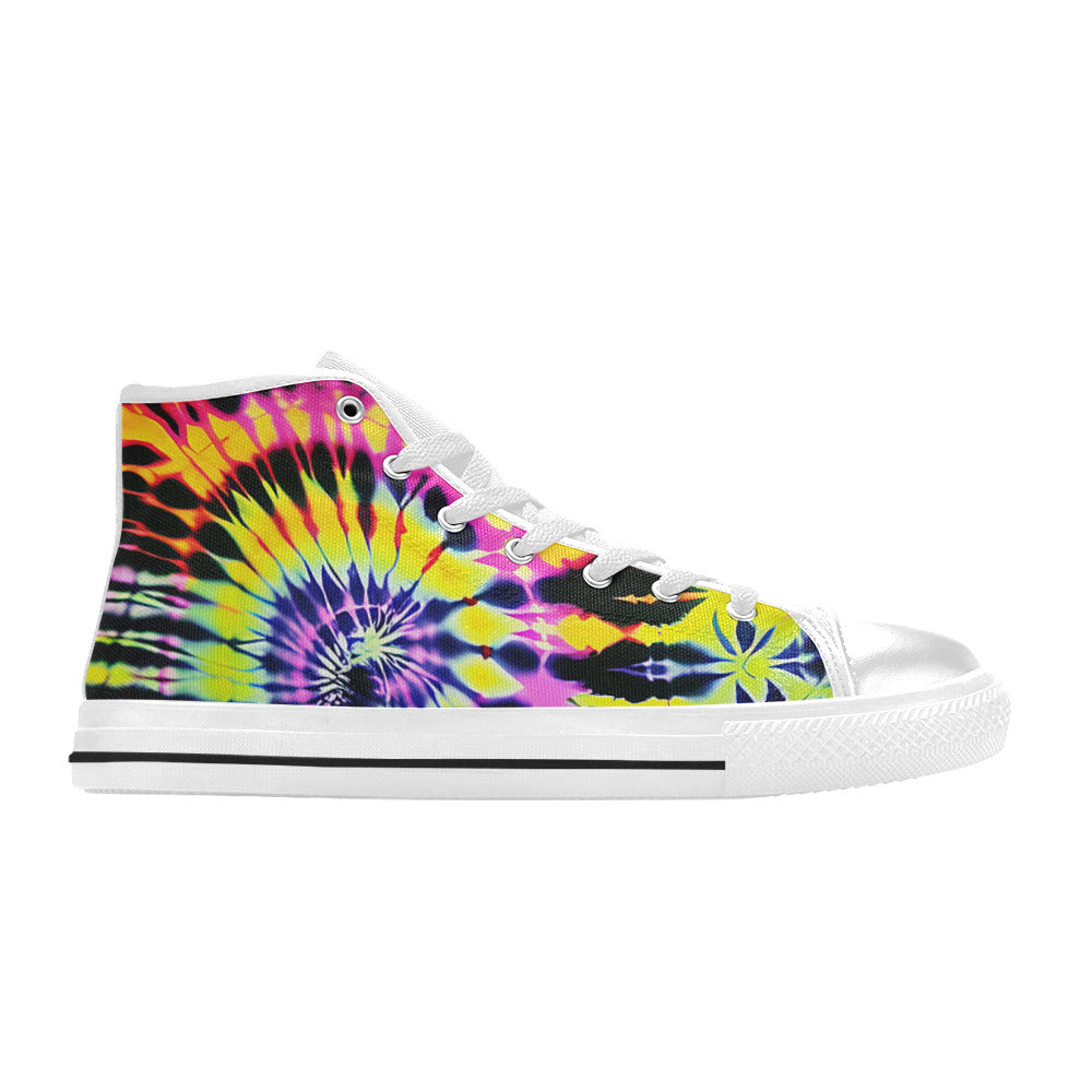 WOMEN'S Cc Tie Dye Art High Top Canvas Grunge Custom Sneakers