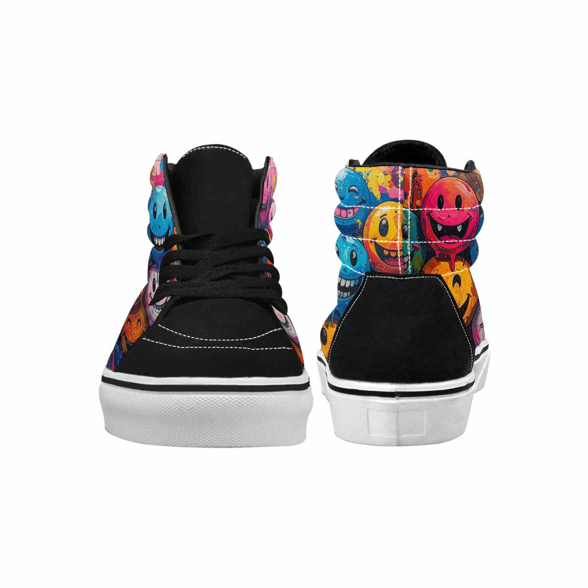 MEN'S Melting Moon Smiley High Top Canvas Cottagecore Sneakers