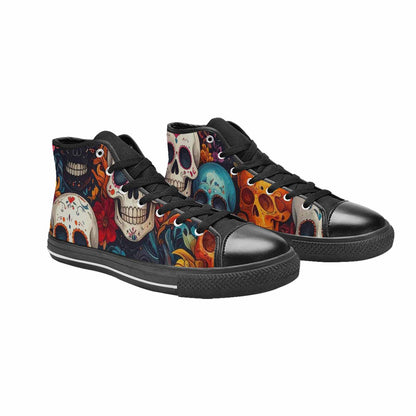 MEN'S Skull High Top Canvas Wallpaper Art Sneakers