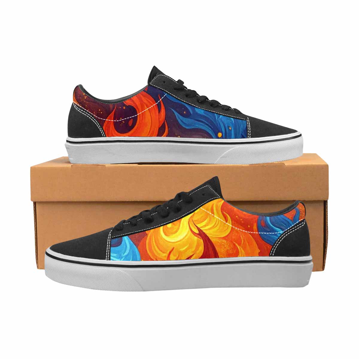 WOMEN'S Fire Flame Canvas Lace-Up Grunge Shoes