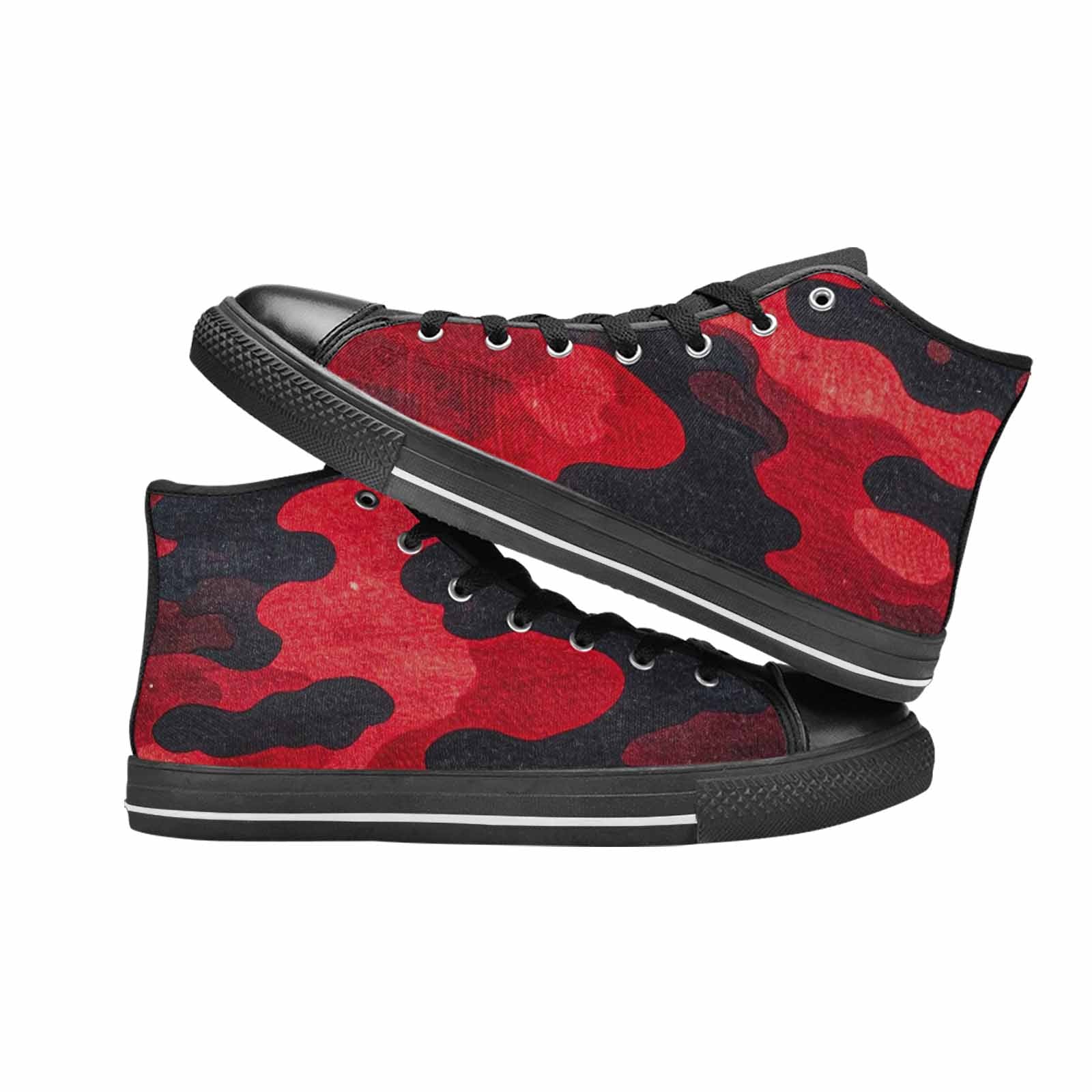 WOMEN'S Tactical Camo Red Black High Top Canvas Grunge Custom Shoes
