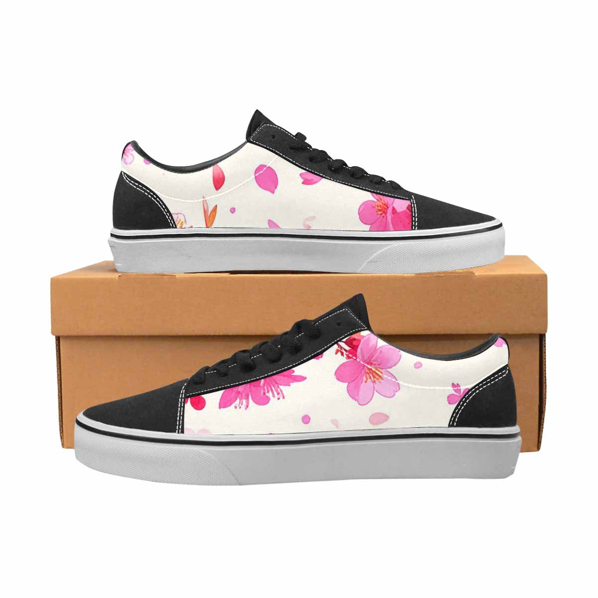 WOMEN'S Cherry Blossom Branch Cherry Lace-Up Canvas Dark Academia Sneakers
