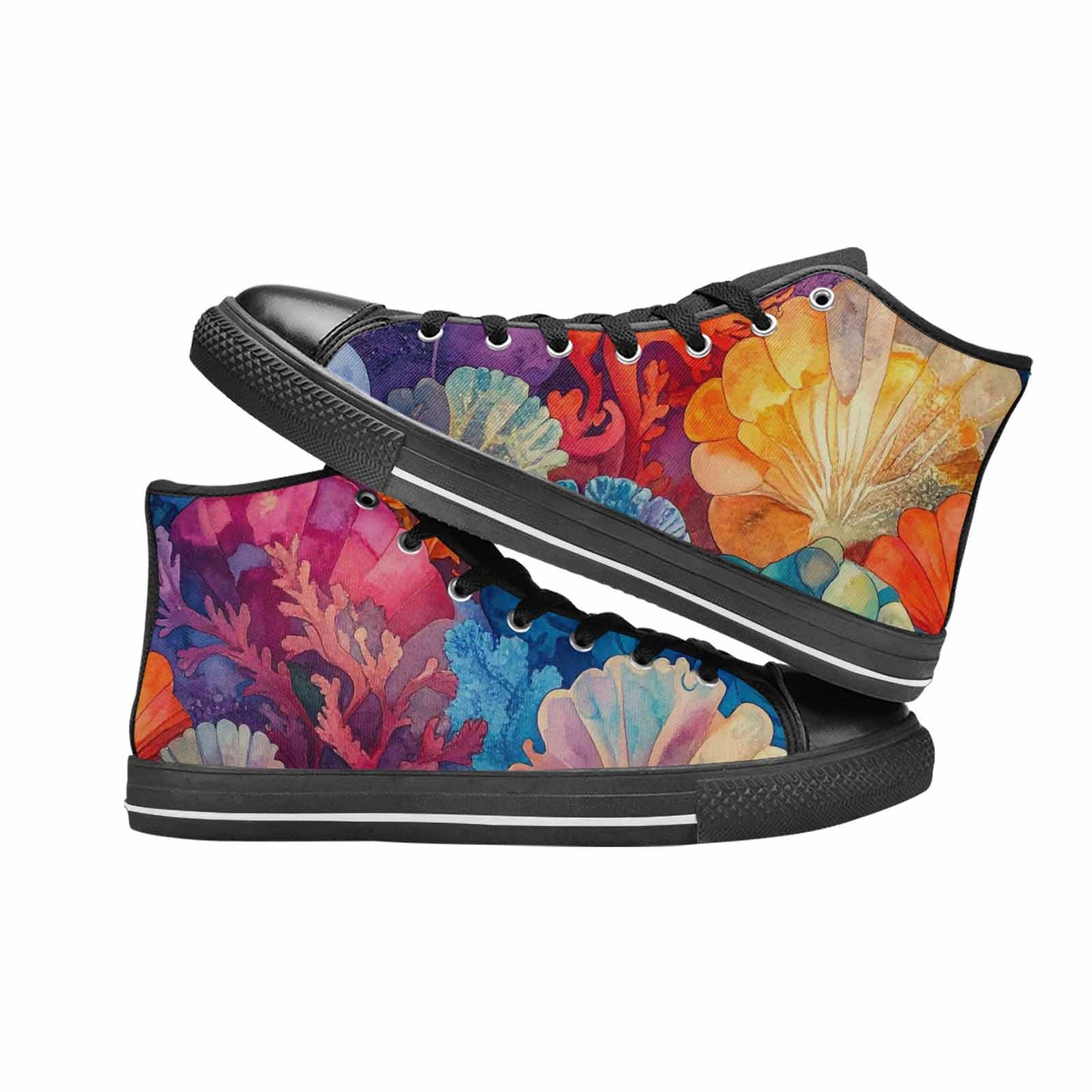 MEN'S Fish Scale Coral High Top Canvas Grunge Shoes