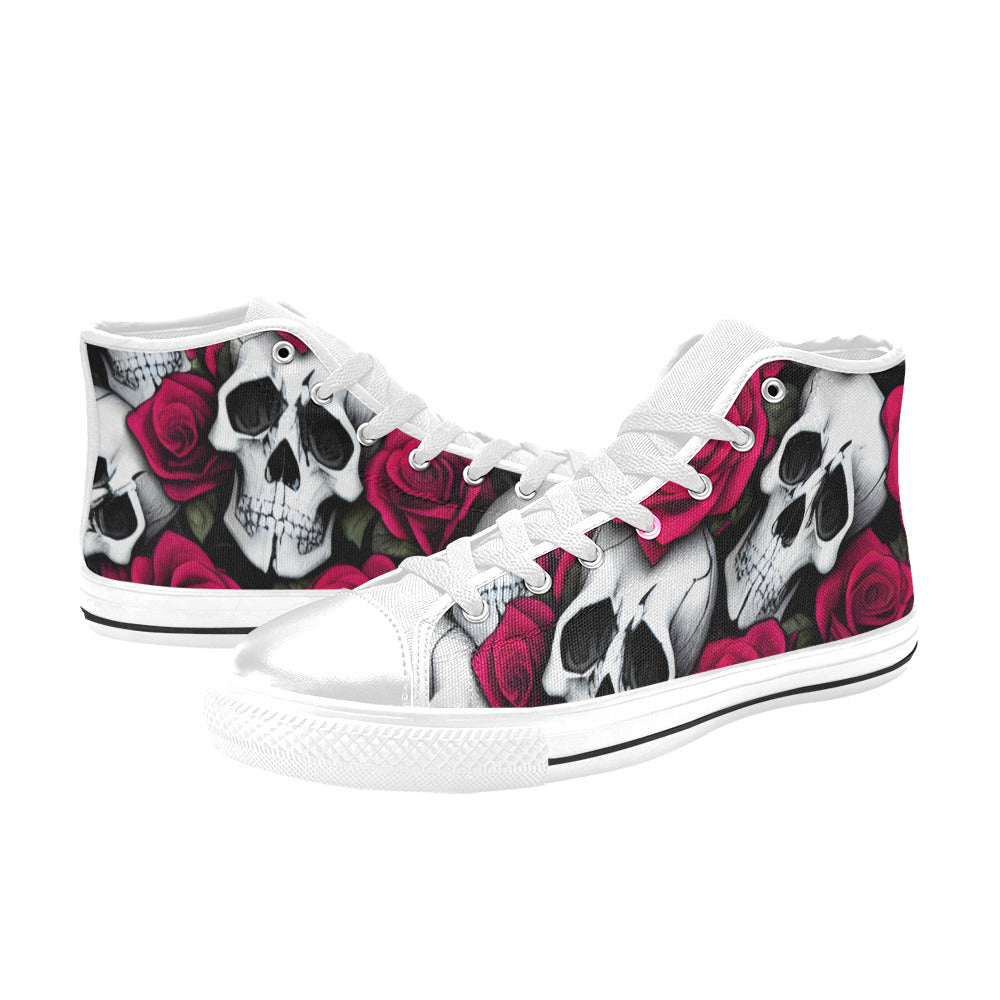 WOMEN'S Cc Skulls Roses 1 High Top Canvas Dreamcore Sneakers