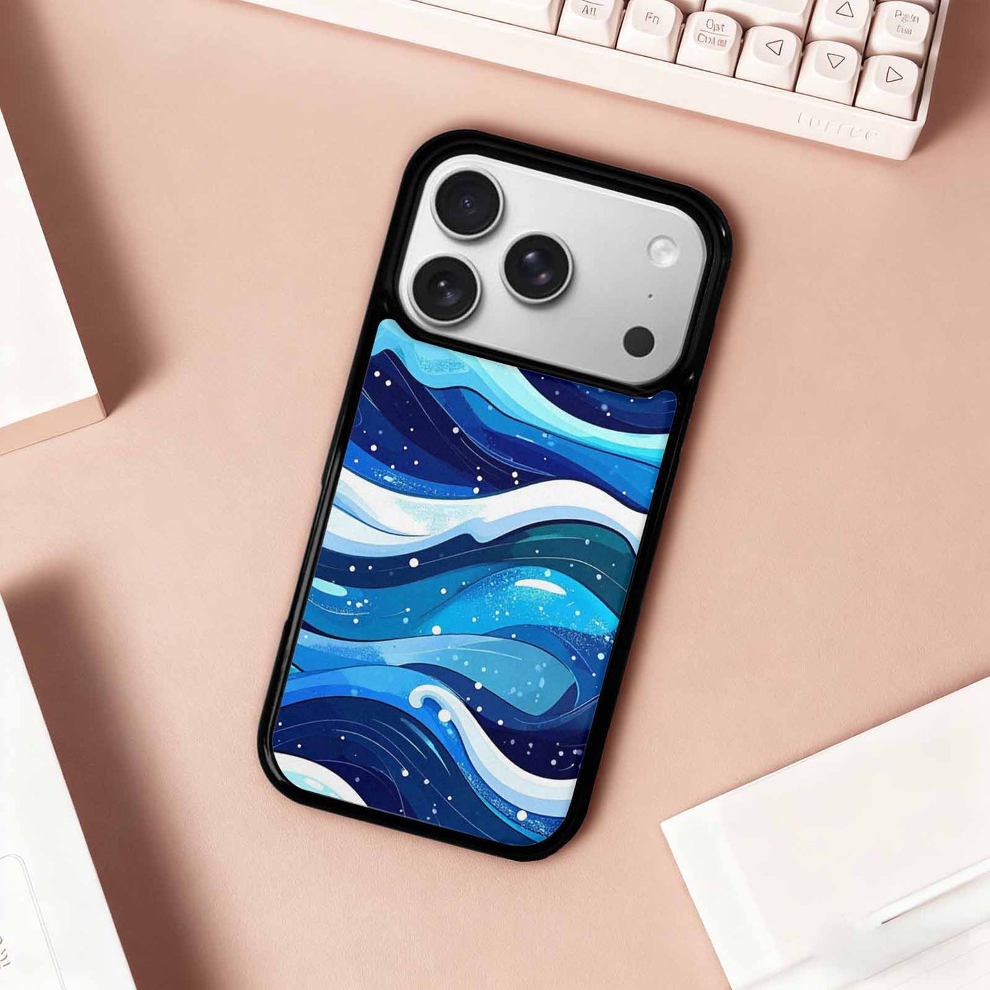 iPhone 17 Pro Case — Glossy Winter Wave Seamless Cartoon Cute, Custom Print Case Cover