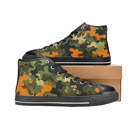 WOMEN'S Military Camouflage Blotch High Top Canvas Vibrant Chaos Custom Sneakers