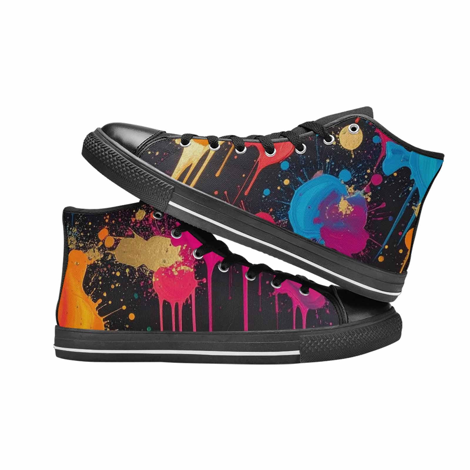 WOMEN'S Paint Splatter High Top Canvas Wallpaper Art Custom Sneakers