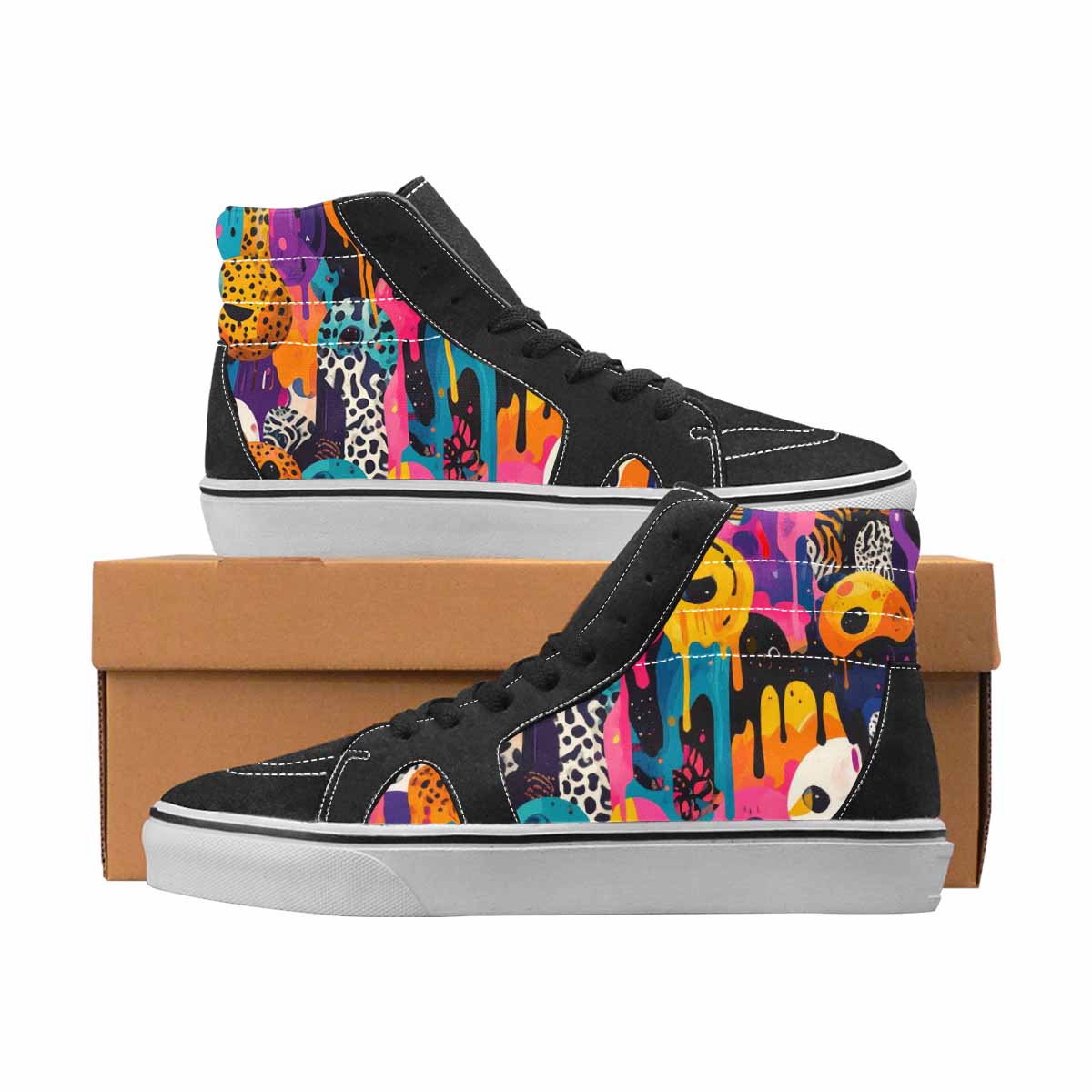 WOMEN'S Alien High Top Canvas Bold Print Wallpaper Art Custom Art Shoes