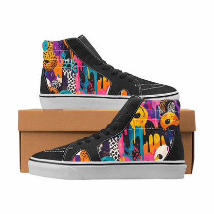 WOMEN'S Alien High Top Canvas Bold Print Wallpaper Art Custom Art Shoes